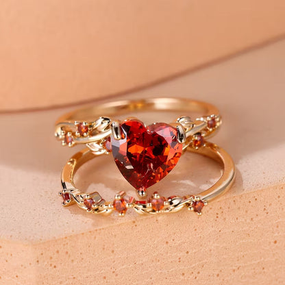 Redvine Herz Akzent Ring-Set | Gold