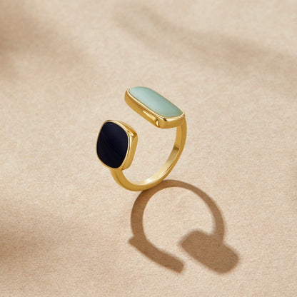 Gold Dual Stein Offen Ring