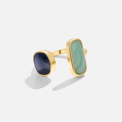 Gold Dual Stein Offen Ring
