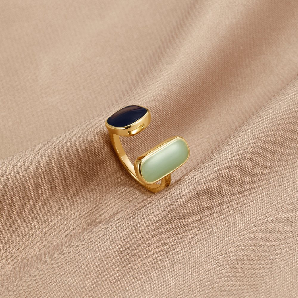Gold Dual Stein Offen Ring