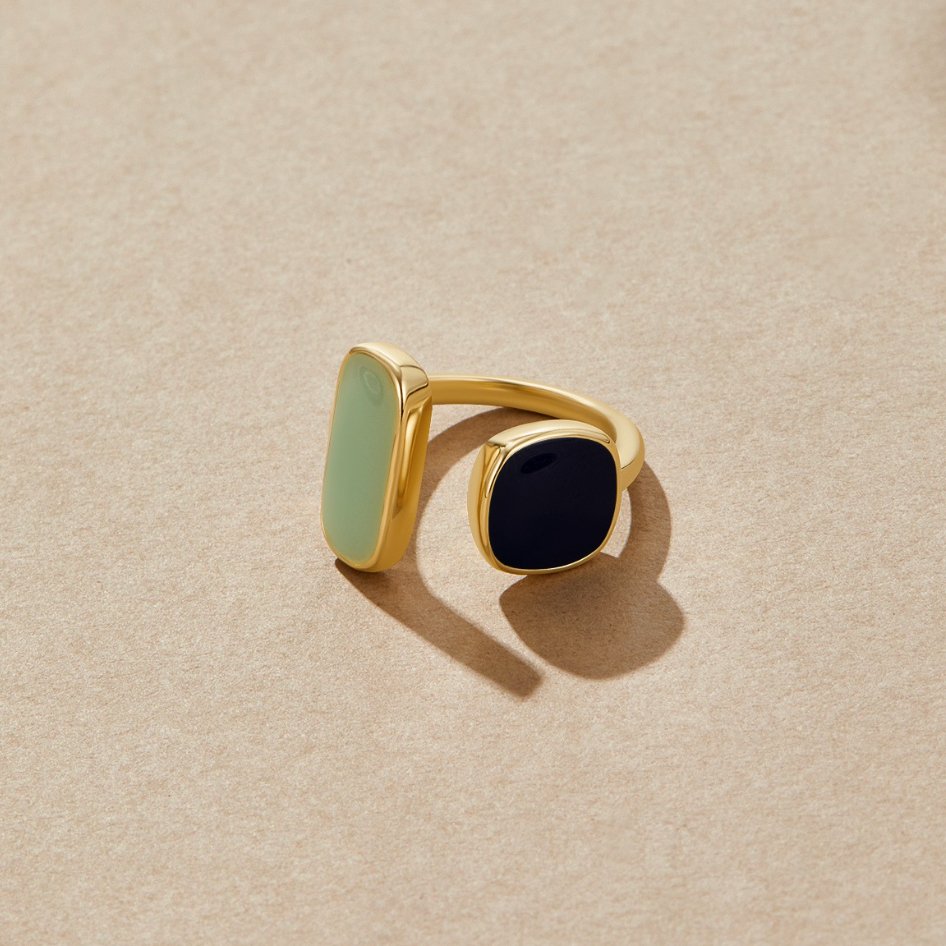Gold Dual Stein Offen Ring