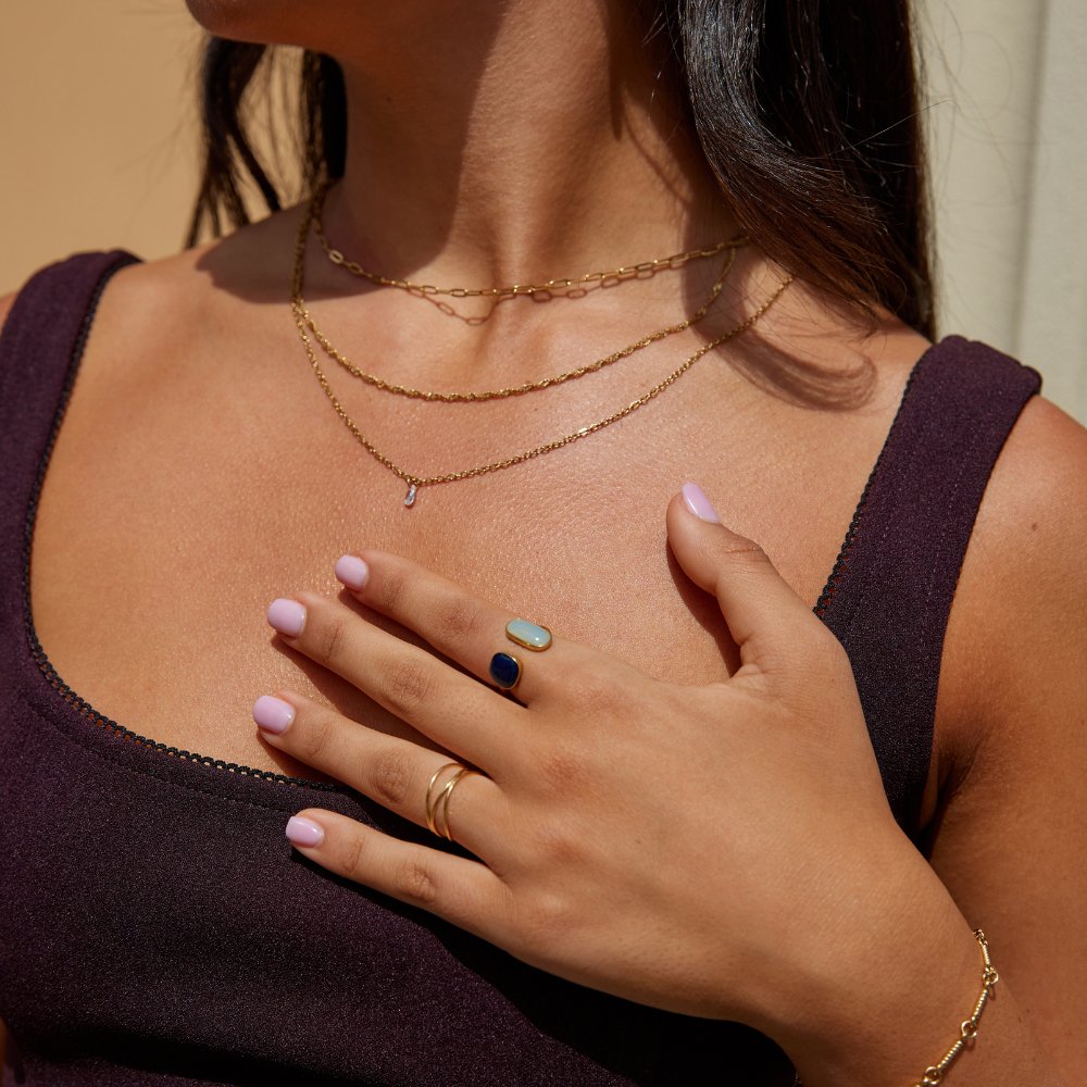 Gold Dual Stein Offen Ring