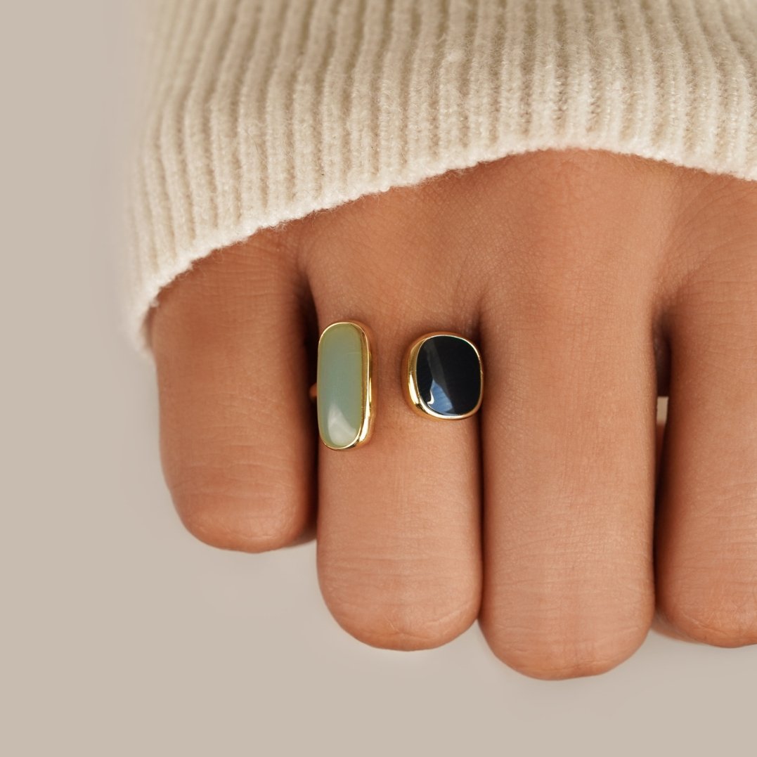 Gold Dual Stein Offen Ring