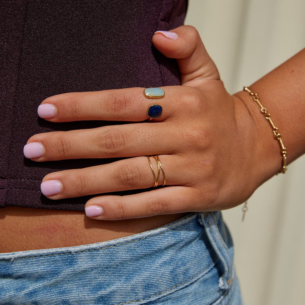Gold Dual Stein Offen Ring