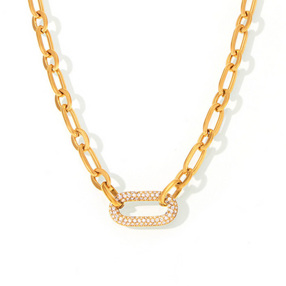 Pavé Massiv Ketten Glieder Schmuckset | Gold