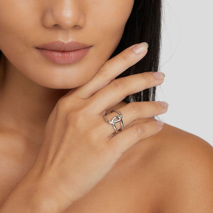 Silber Ineinandergreifend Offen Ring