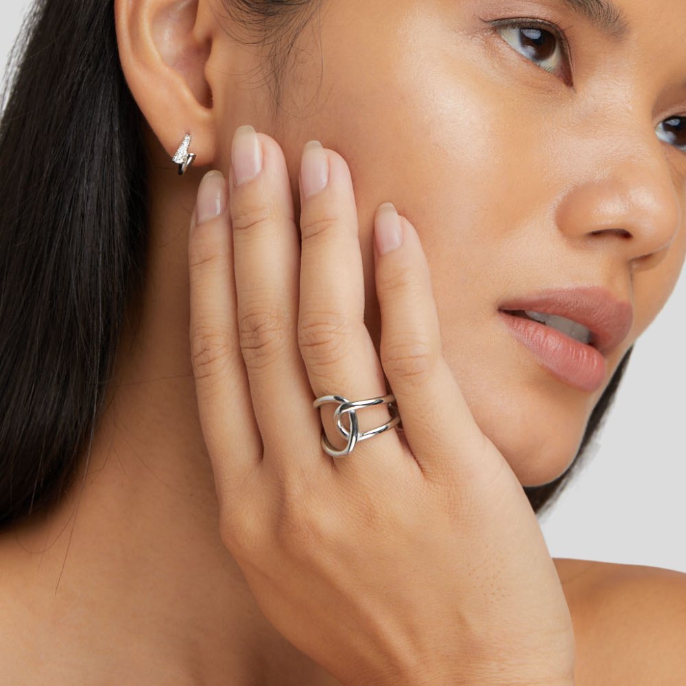 Silber Ineinandergreifend Offen Ring