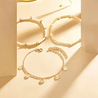 Coastal Charm 3-Piece Mehrlagig Fußkette Set | Gold
