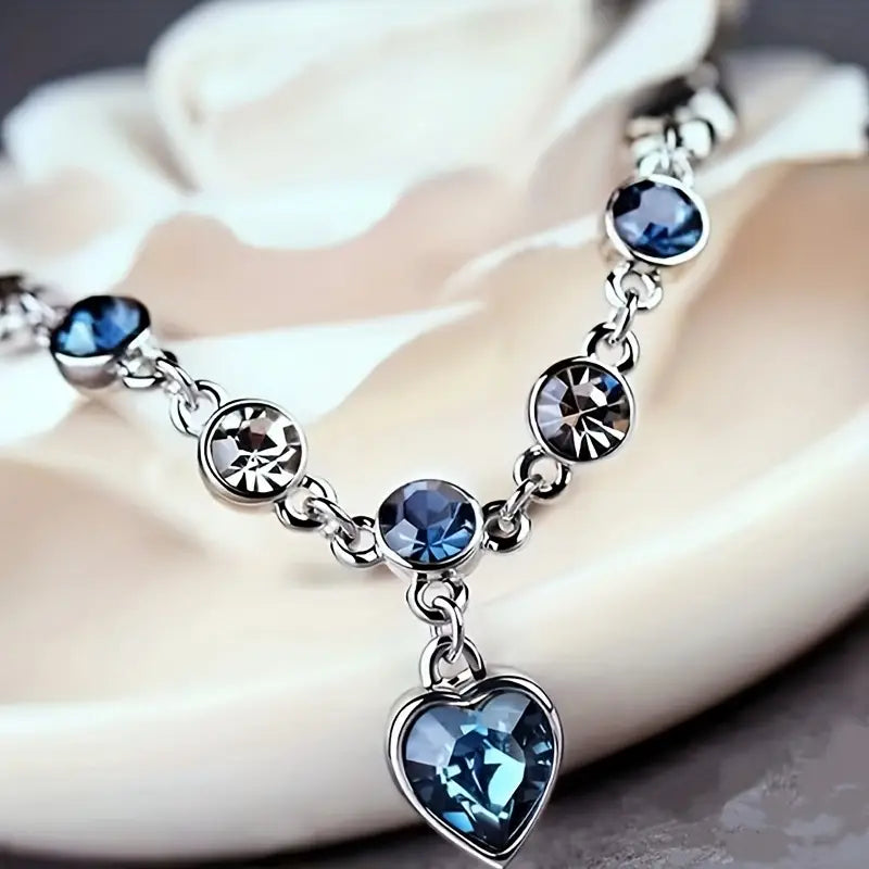 Silber Saphir Herz Kettenarmband