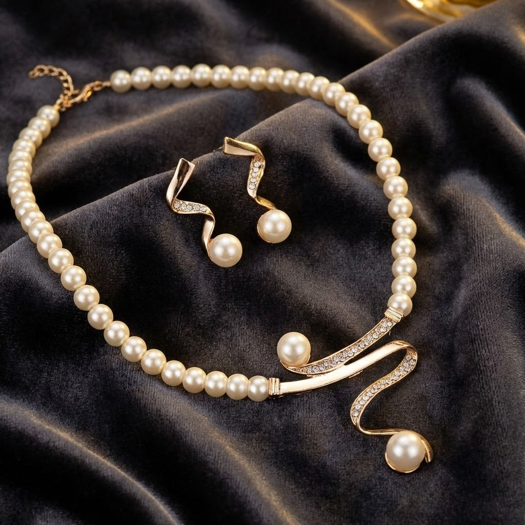 Elegant Natürlich Perlen-Halsketten-Set