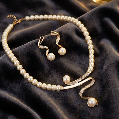 Elegant Natürlich Perlen-Halsketten-Set