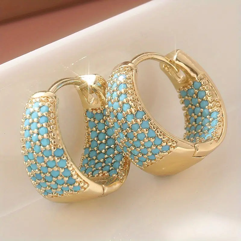 Gold-Tone Türkis Beaded Creolen | Gold