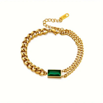Gold Smaragd Bar Kettenarmband