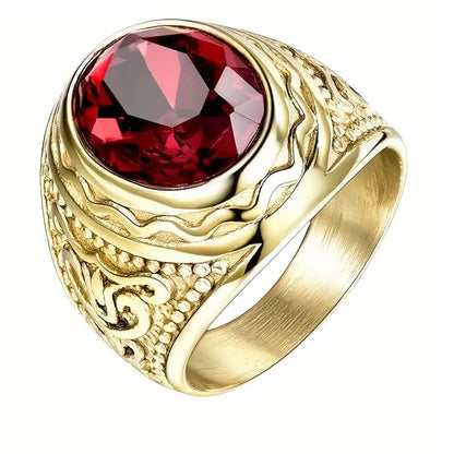 Gold Rubin Graviert Ring