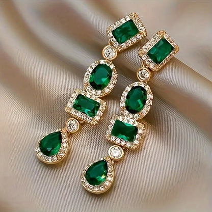 Gold Smaragd Multi-Shape Tropfenohrringe
