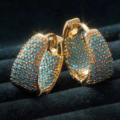 Gold-Tone Türkis Beaded Creolen | Gold