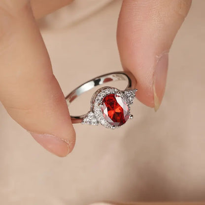 Silber Rubin Halo Ring