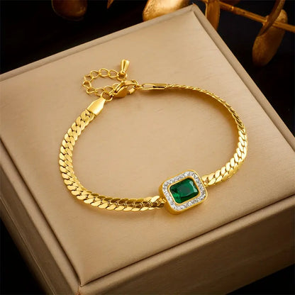 Gold Smaragd Kettenarmband
