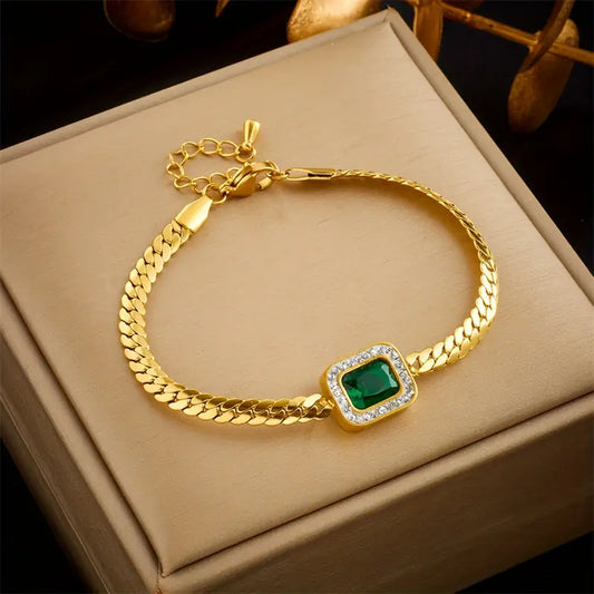 Gold Smaragd Kettenarmband