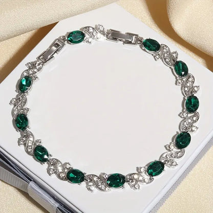 Silber Smaragd Vintage Glieder Armband
