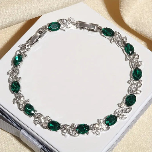 Silber Smaragd Vintage Glieder Armband