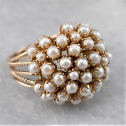 Elegant Inlaid Perlen Goldring