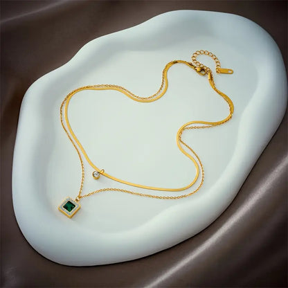 Gold Smaragd Mehrlagig Halskette