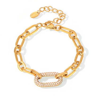 Pavé Massiv Ketten Glieder Schmuckset | Gold