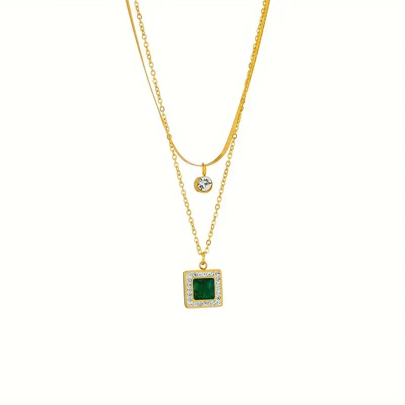 Gold Smaragd Mehrlagig Halskette