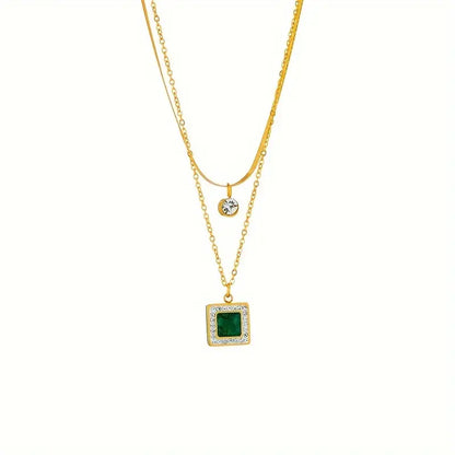 Gold Smaragd Mehrlagig Halskette