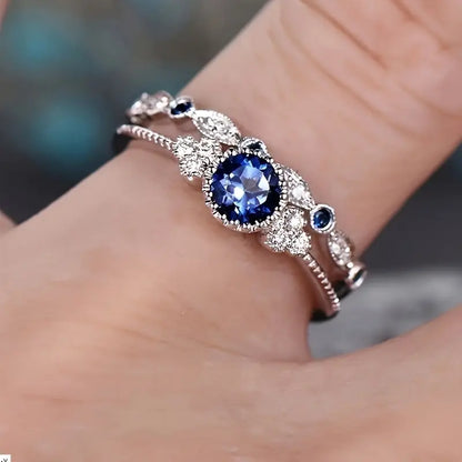 Sapphriel Kronen Ring-Set | Weißgold
