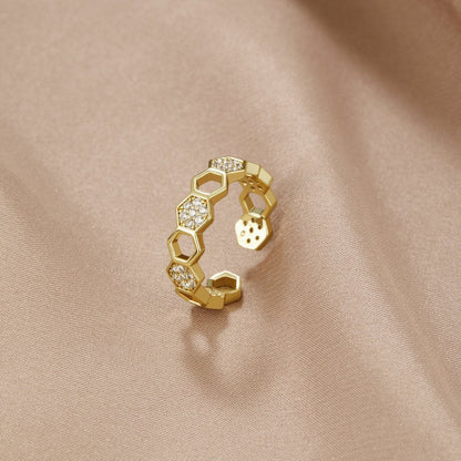 Gold Geometric Offen Ring