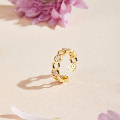 Gold Geometric Offen Ring