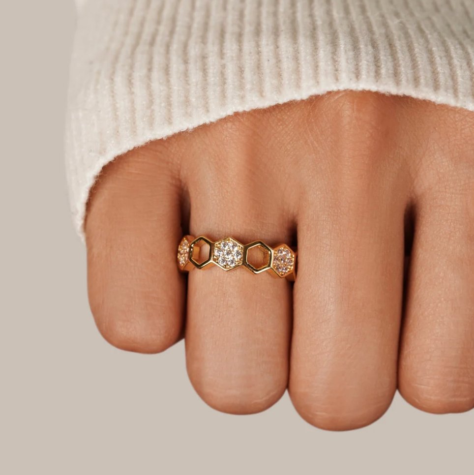 Gold Geometric Offen Ring