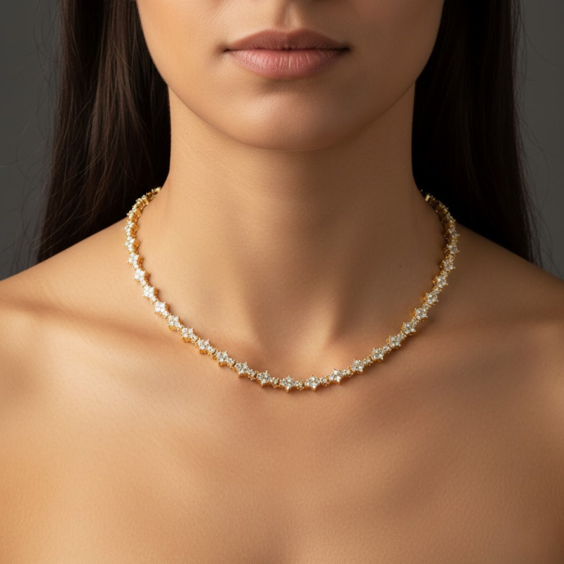 Klassisch Cluster Tenniskette | Gold