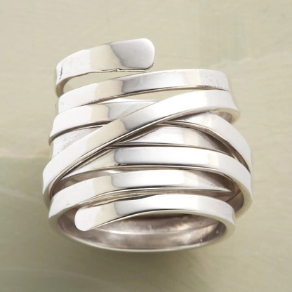 Silber Mehrband Wickel Ring
