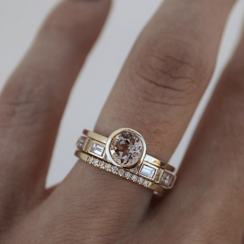 Gold Zargenfassung Solitär Ring