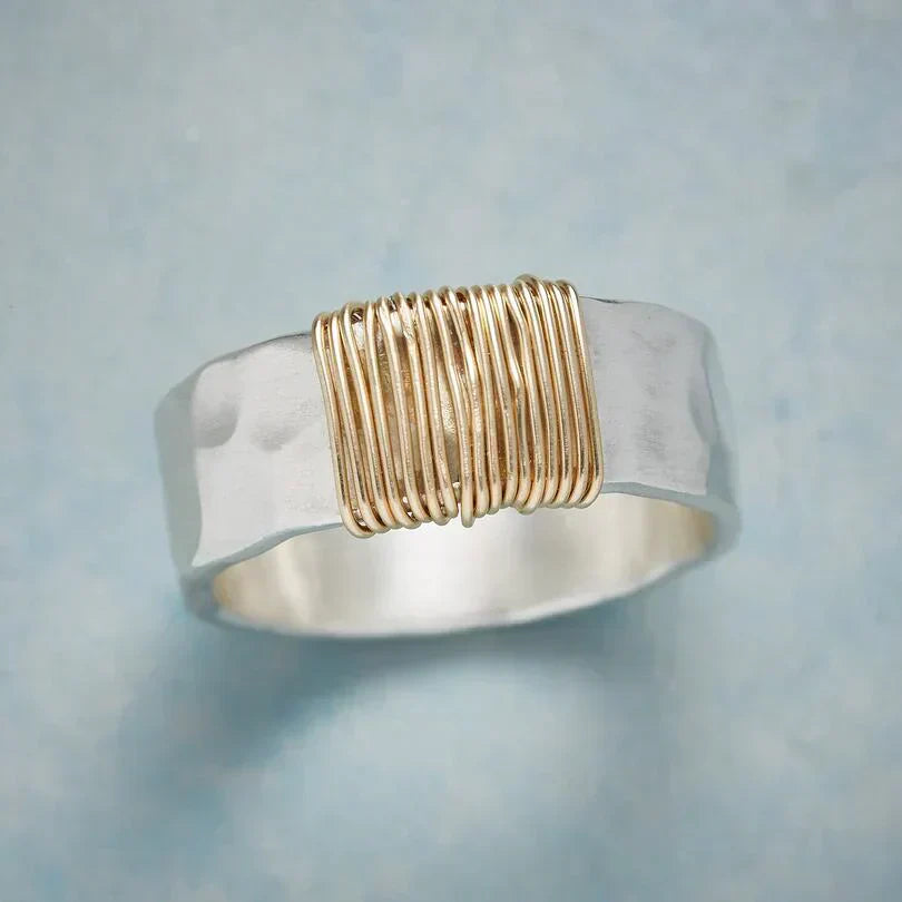 Silber und Gold Drahtumwickelt Ring