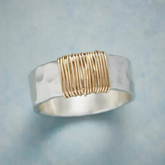 Silber und Gold Drahtumwickelt Ring