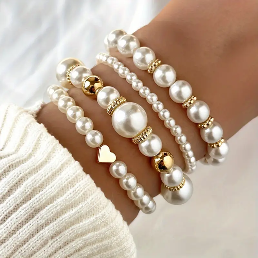 Gold Perlen Beaded Armband-Set