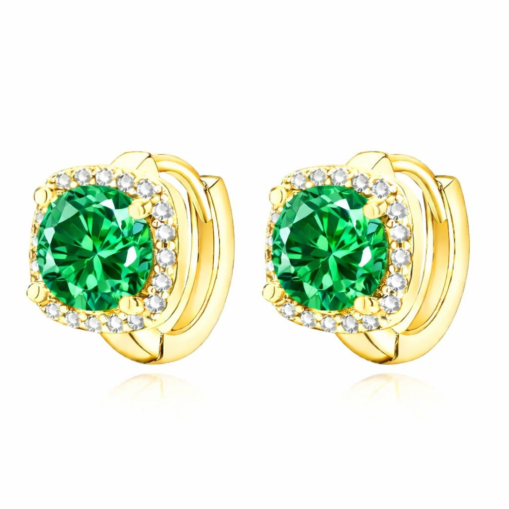 Gold Smaragd Halo Creolen