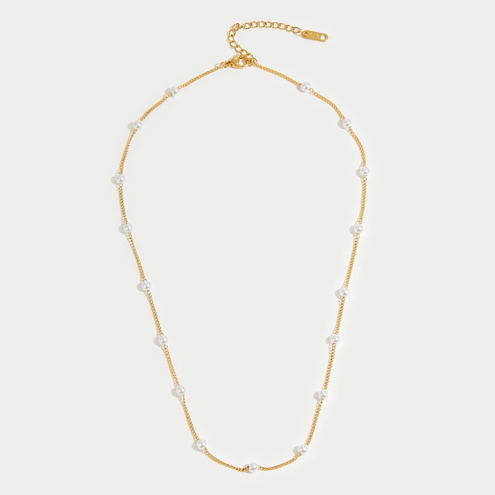 Zeitlos Perlen Gold-Halskette