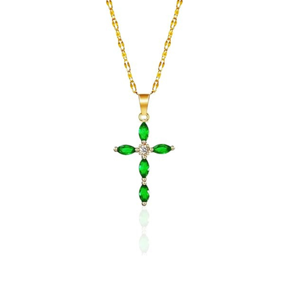 Smaragd Kreuz Halskette | Gold