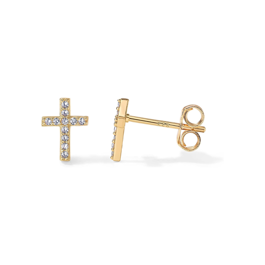Pavé Kreuz Ohrstecker | Gold