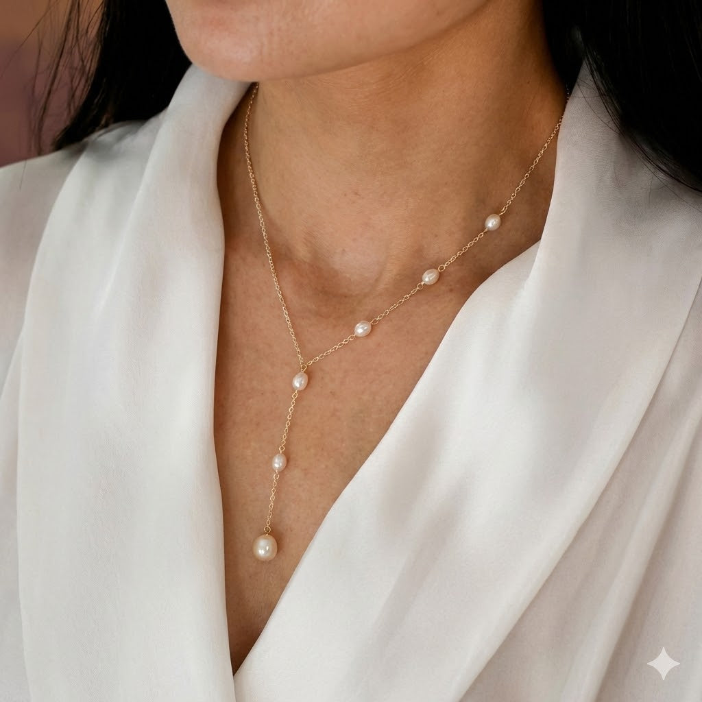 Cascading Perlen Lariat-Halskette